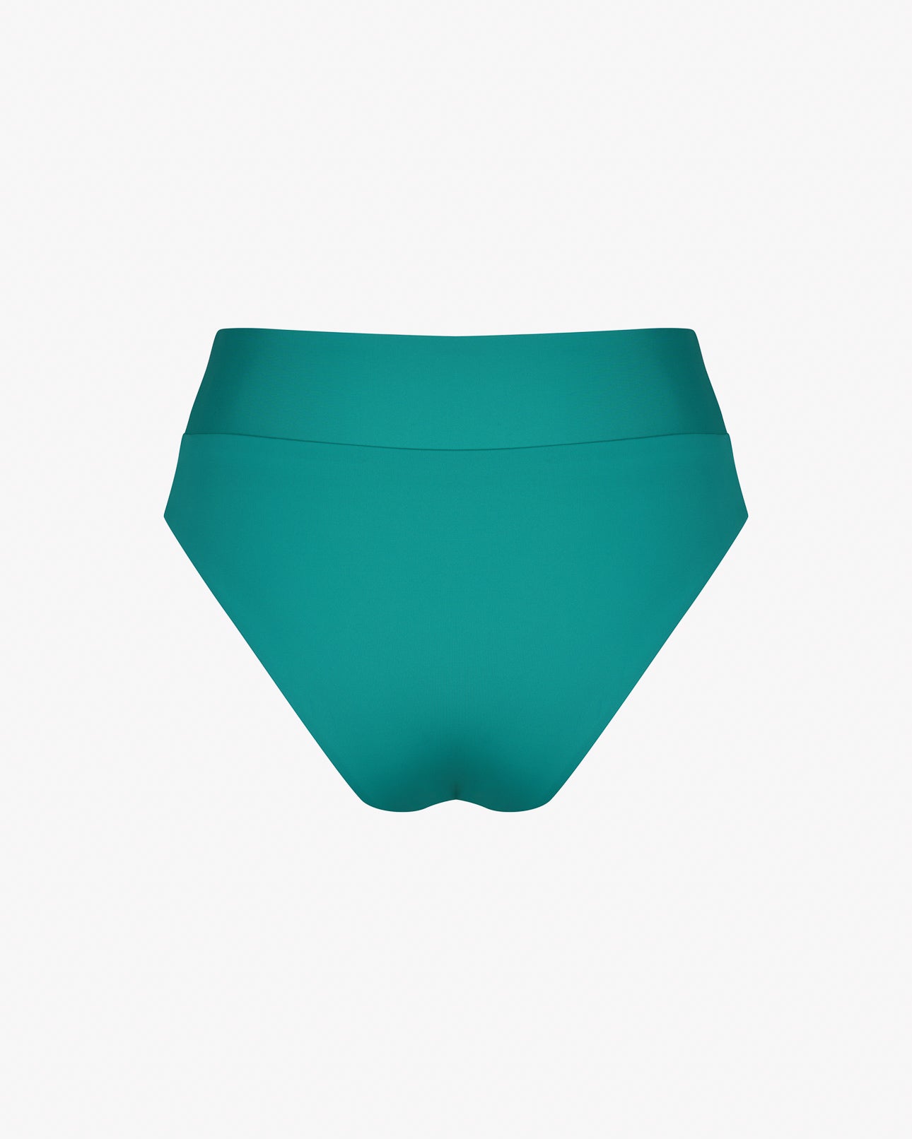 Die Alice Bikinihose von Main Design besteht aus blaugrünem, hoch taillierten Unterteil aus chlorresistentem Stoff mit einem glatten, nahtlosen Design auf weißem Hintergrund.