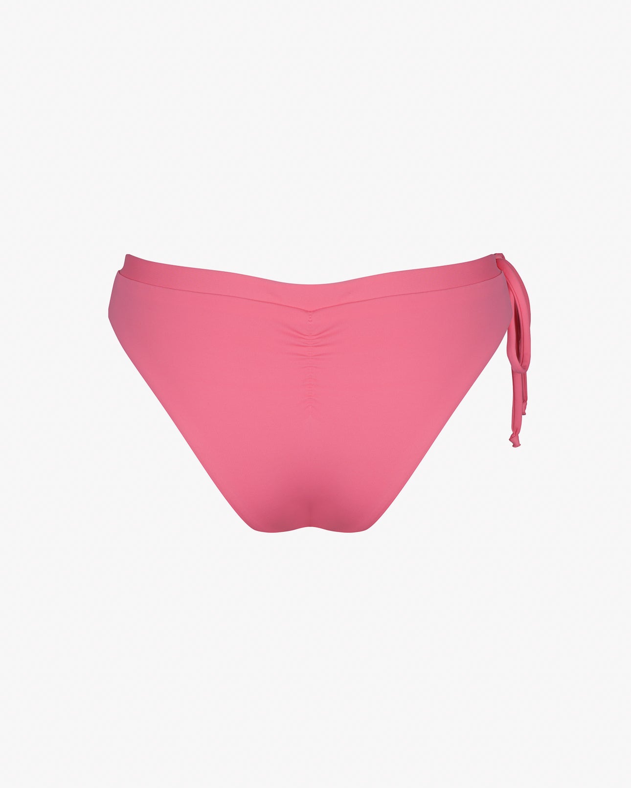 Die Blush Surf Bikinihose von Main Design präsentiert sich elegant vor weißem Hintergrund. Sie hat eine mittelhohe Taille mit Raffung am Rücken und einer dekorativen Schleife auf der linken Seite. Sie ist aus chlorresistentem Material gefertigt und bietet so Langlebigkeit und Sonnenschutzfaktor 50+.