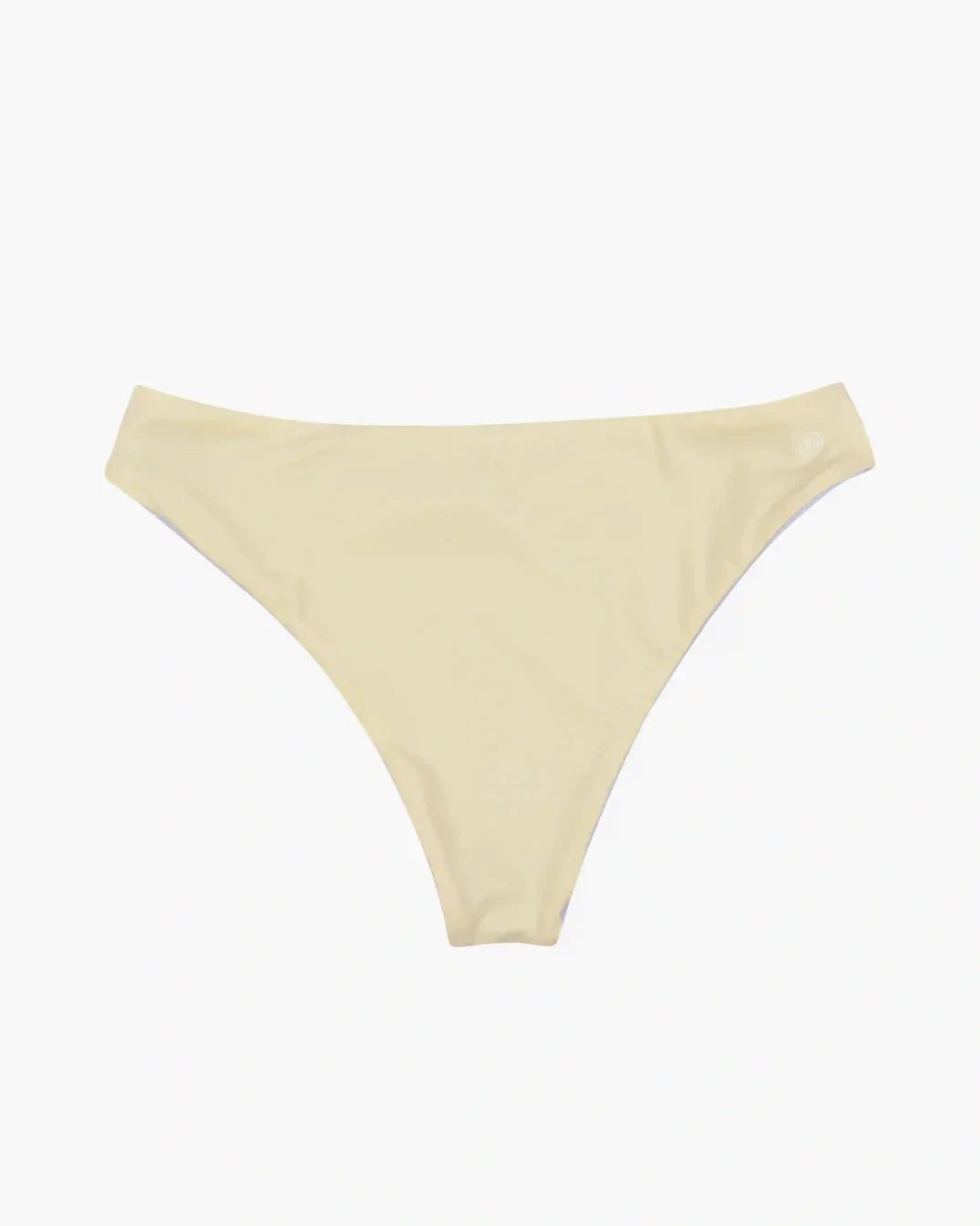 Die Flair Bikinihose aus der Cali Coast Collection von Main Design verfügt über ein minimalistisches hellgelbes Design auf weißem Hintergrund und zeigt einen subtilen Colorblock-Stil.