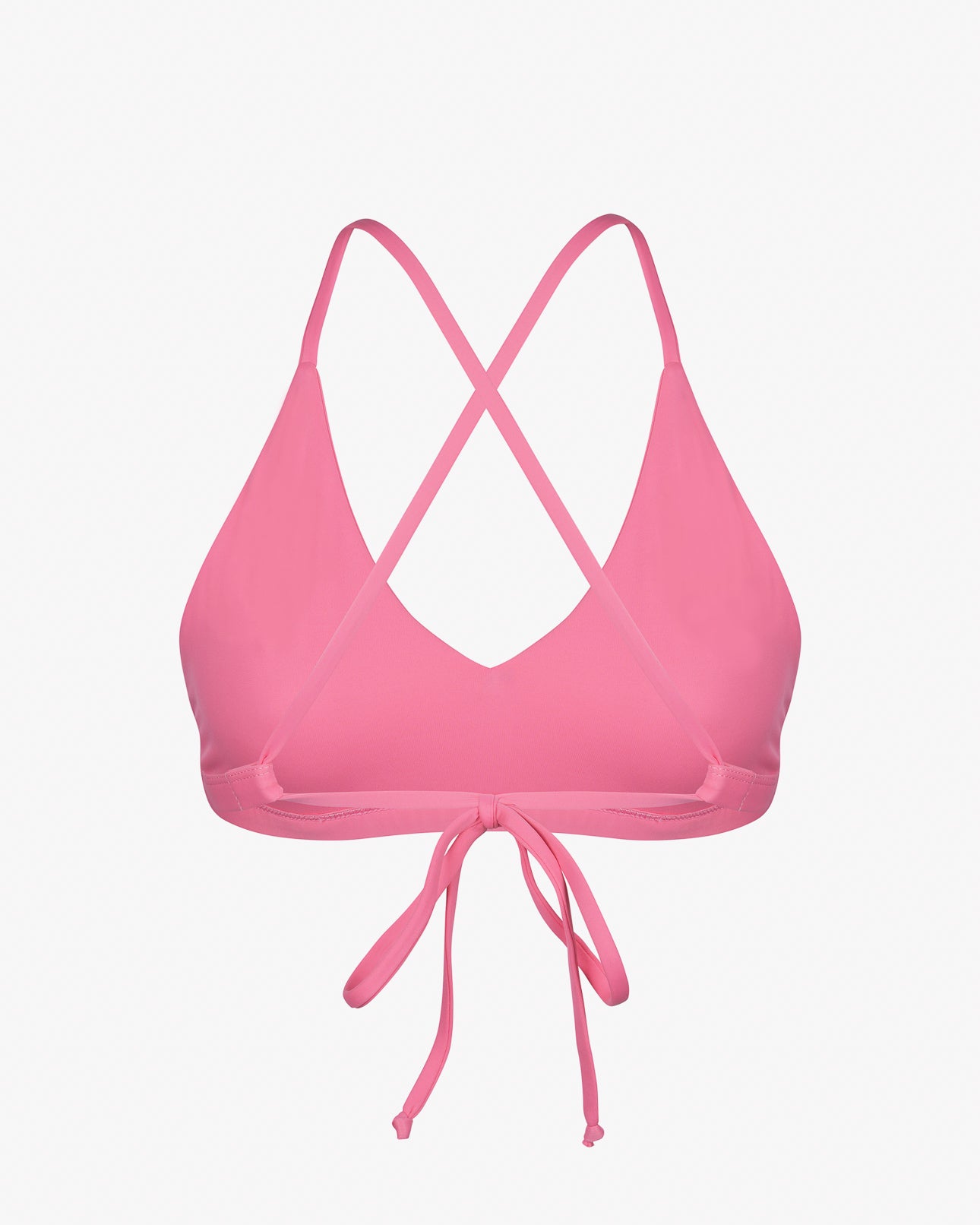 Das Pasta Bikini Oberteil von Main Design ist ein rosa Bikinioberteil aus recycelbaren Materialien. Es verfügt über dünne Träger, die sich elegant am offenen Rücken kreuzen, ergänzt durch ein Schleifendesign und bietet Raffinesse mit glattem und schlichtem Stoff – ideal für jeden Strandausflug.
