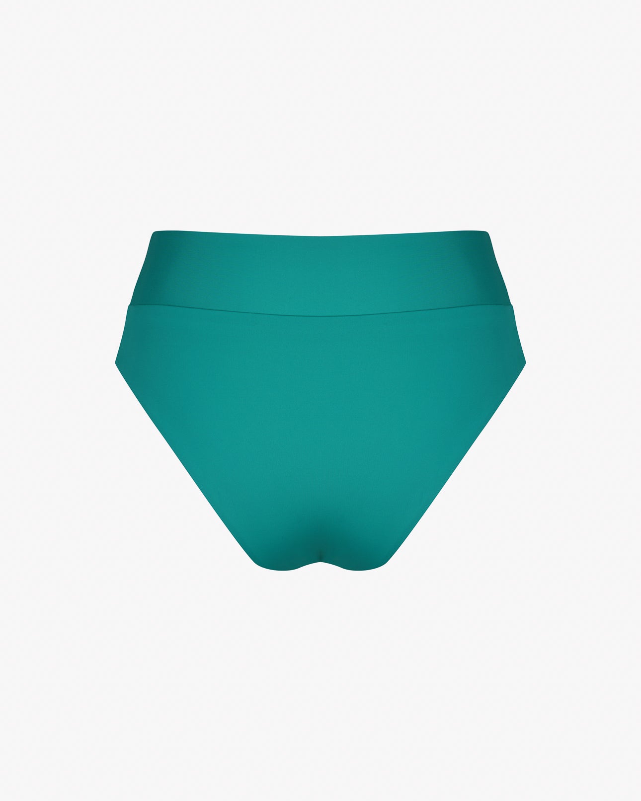 Die Alice Bikinihose von Main Design besteht aus blaugrünem, hoch taillierten Unterteil aus chlorresistentem Stoff mit einem glatten, nahtlosen Design auf weißem Hintergrund.