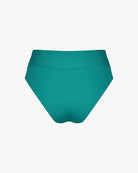 Die Alice Bikinihose von Main Design besteht aus blaugrünem, hoch taillierten Unterteil aus chlorresistentem Stoff mit einem glatten, nahtlosen Design auf weißem Hintergrund.