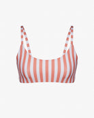 Das Sassy Bikini Oberteil von Main Design ist ein wendbares, gestreiftes Bikinioberteil mit dünnen Trägern aus chlorresistentem Stoff. Es besticht durch vertikale rosa und weiße Streifen, die Nachhaltigkeit und Stil vereinen, während seine Schlichtheit das klassische Streifenmuster unterstreicht.