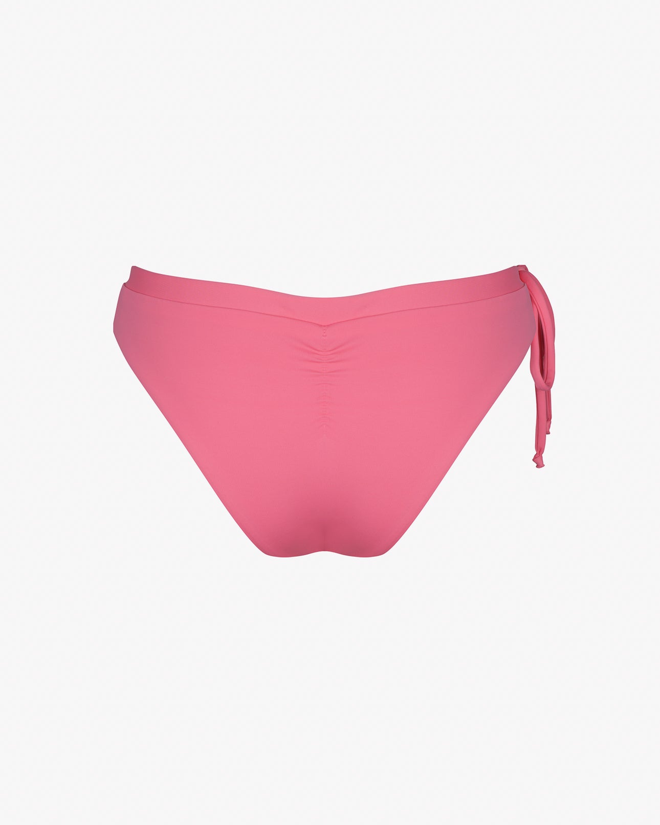 Die Blush Surf Bikinihose von Main Design präsentiert sich elegant vor weißem Hintergrund. Sie hat eine mittelhohe Taille mit Raffung am Rücken und einer dekorativen Schleife auf der linken Seite. Sie ist aus chlorresistentem Material gefertigt und bietet so Langlebigkeit und Sonnenschutzfaktor 50+.