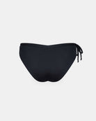 Die Tide Surf Bikini Hose von Main Design ist von hinten in Schwarz abgebildet. Sie bietet freche Bedeckung und ein einfaches Design mit einem verstellbaren Kordelzugbund auf der rechten Seite vor einem schlichten weißen Hintergrund.