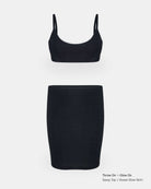 Ziehen Sie das Main Design Sassy Glitter Bikini Oberteil an - ein schwarzes Oberteil mit dünnen Trägern - und kombinieren Sie es mit einem knielangen Bleistiftrock mit hoher Taille für einen strahlenden, mühelosen Stil.