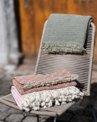 Nachhaltiges Coastal Breeze Leinen-Decke Strandtuch terracotta,  Main Design